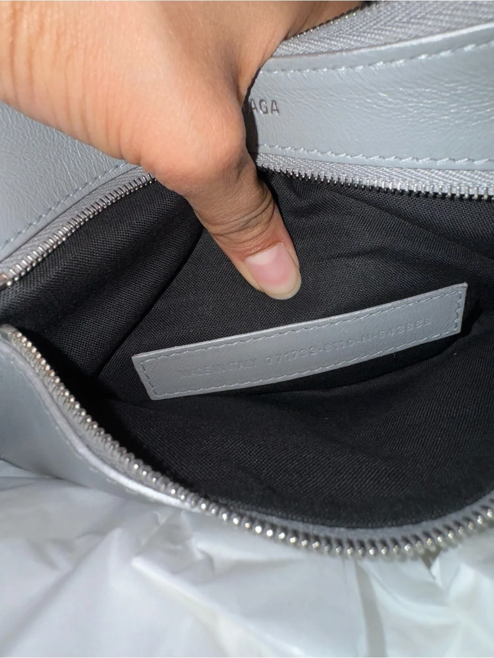 Balenciaga Leather Shoulder Bag Silver